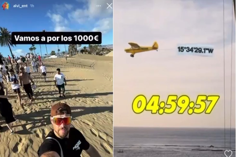 Influencer Albi junto con las coordenadas en las que enterró los mil euros
