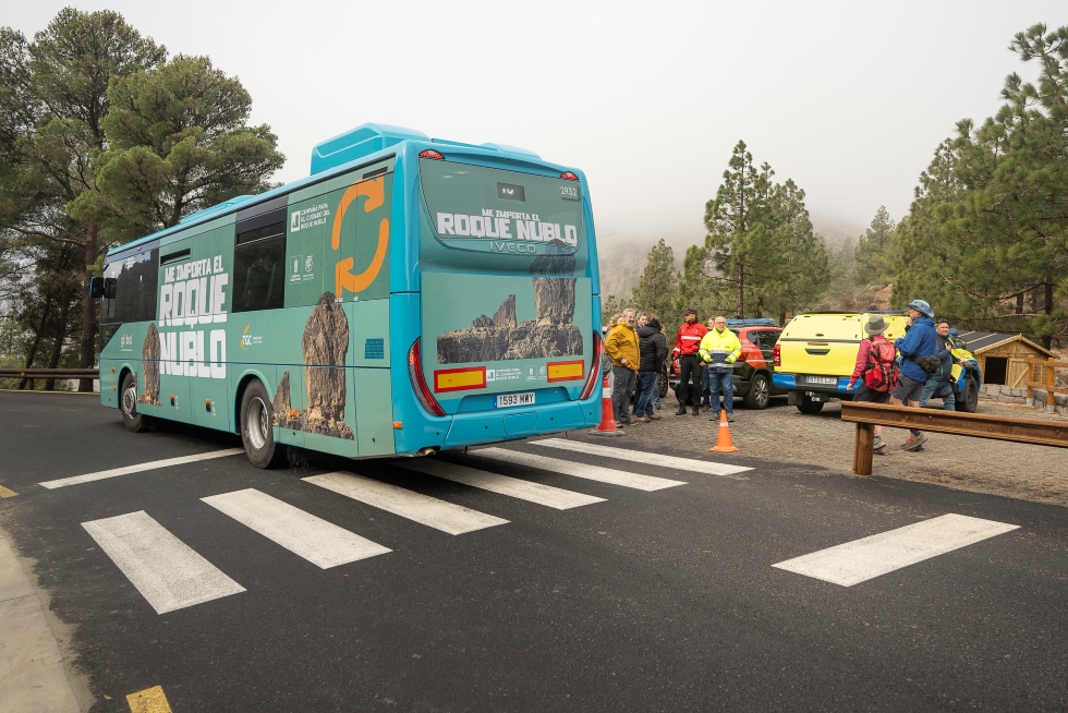 Guaguas de Global destinadas al trayecto del Roque Nublo