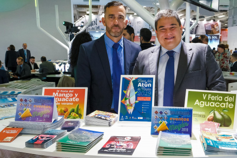 Juan Carlos Ortega y Mencey Navarro en el stand de Mogán en ITB Berlín 2019