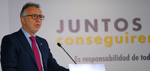 Ángel Víctor Torres informa en rueda de prensa de la situación y medidas para luchar contra el coronavirus. ACFI PRESS