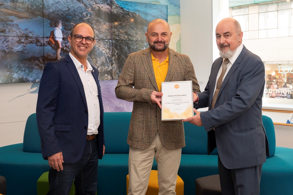 De izquierda a derecha: Víctor González, Director Comercial de MTS en las Islas Canarias; Carlos Álamo, consejero de Turismo de GC; y Germán Suárez, Destination Manager Gran Canaria de MTS Globe