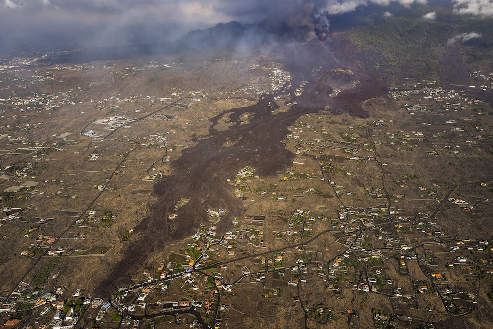 Zona de la lava volcánica. Imagen de archivo