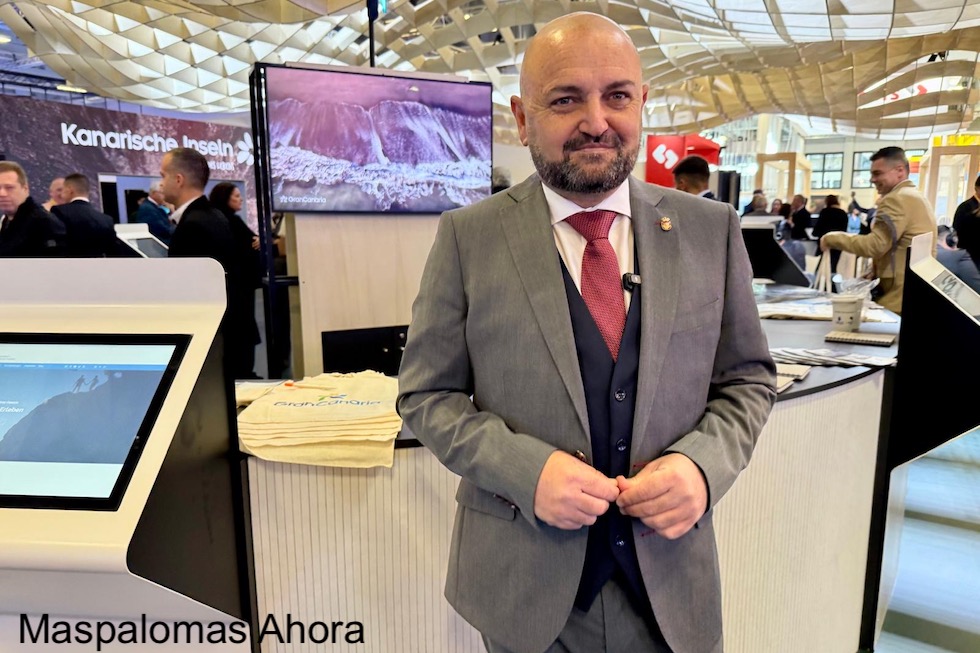 Carlos Álamo, consejero de Turismo de Gran Canaria, en la ITB de Berlín 2025. MASPALOMAS AHORA