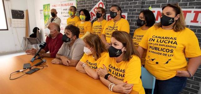 Comité de huelga de los empleados públicos temporales. EFE
