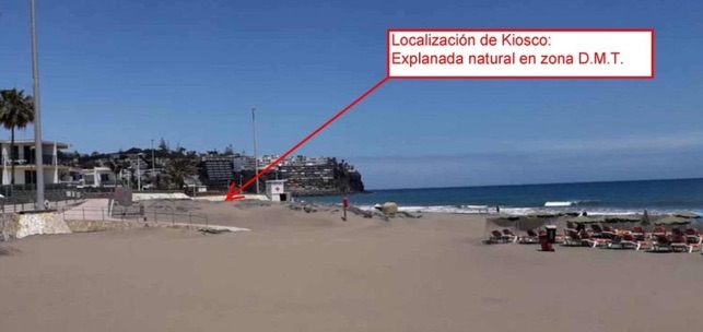Ubicación de un chiringuito en la Playa de San Agustín promovido por la familia Del Castillo, recogido en un documento remitido a Costas para su autorización.