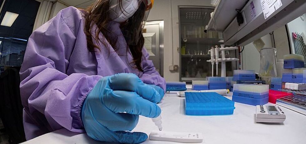 Una sanitaria prepara un test de antígenos. EFE