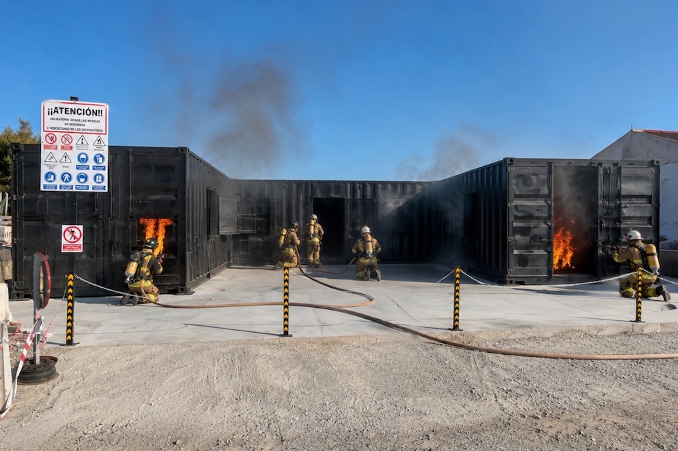 Los bomberos cuentan con el primer campo de prácticas de fuego real para entrenamientos