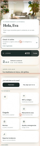 El portal del huesped de anpira: el viajero abre un enlace, sin instalar    nada, y tiene su llegada, el wifi, las normas y un conserje con IA que    responde en su idioma