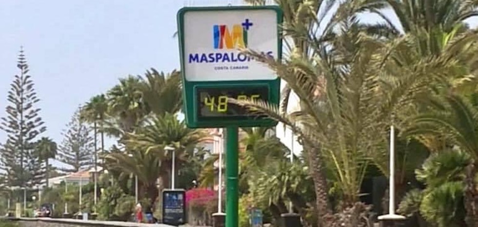 Las temperaturas alcanzaron en Maspalomas los 48 grados este lunes.