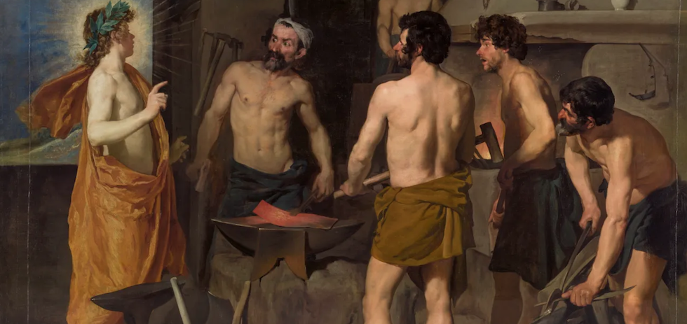 La fragua de Vulcano, pintada por Vel&aacute;zquez en 1630. Museo del Prado