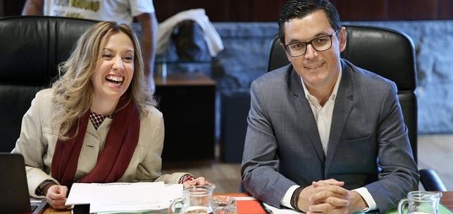 La consejera de Hacienda y el vicepresidente, Rosa D&aacute;vila y Pablo Rodr&iacute;guez durante la reuni&oacute;n semanal del Consejo de Gobierno.