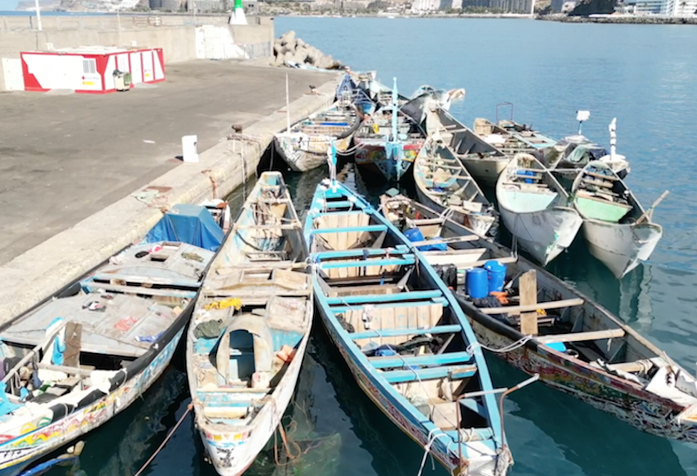 Cayucos en el muelle de Arguineguín. Imagen de archivo