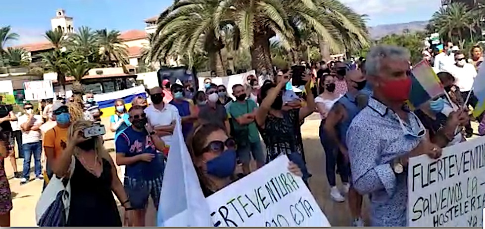 Imagen de archivo de una manifestación de las Pymes en Maspalomas.