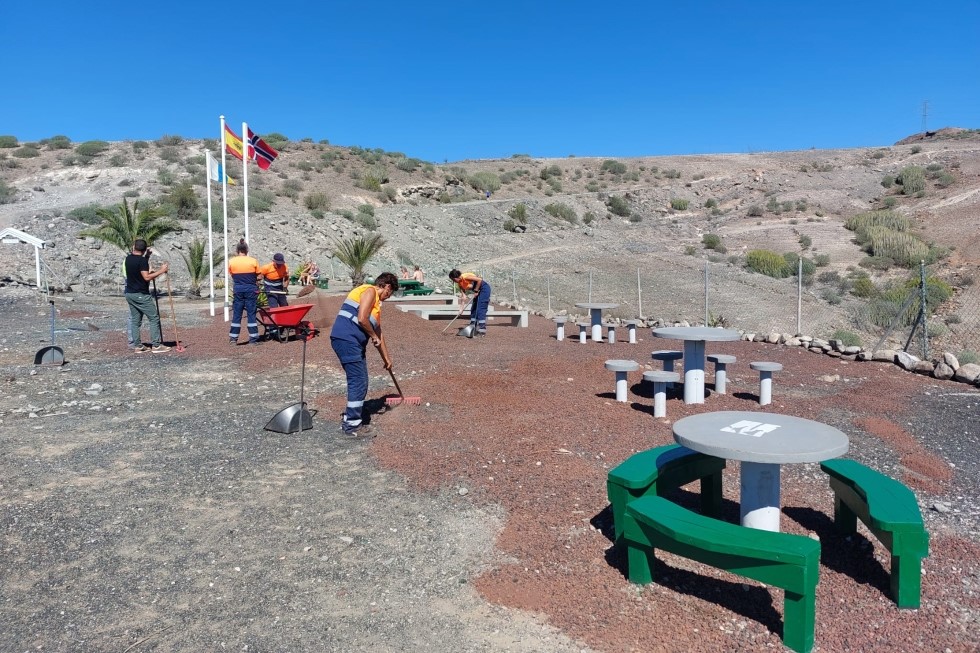 Trabajos de acondicionamiento del Palmeral Noruego