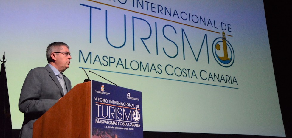 Marco Aurelio Pérez presentando el proyecto Maspalomas Smart Destination.
